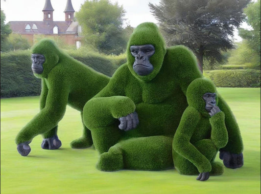 Topiary big Gorilla male with carved face artificial grass animals Big Male Gorilla
