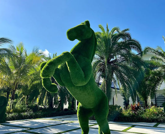Topiary Rearing big horse artificial grass animals