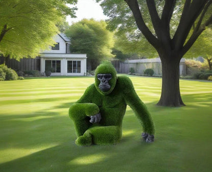 Topiary big Gorilla male with carved face artificial grass animals Big Male Gorilla
