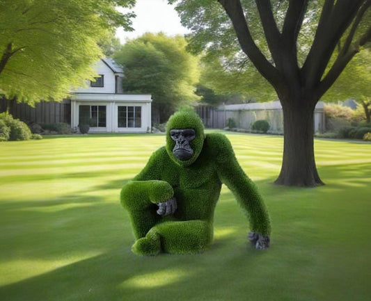 Topiary big Gorilla male with carved face artificial grass animals Big Male Gorilla