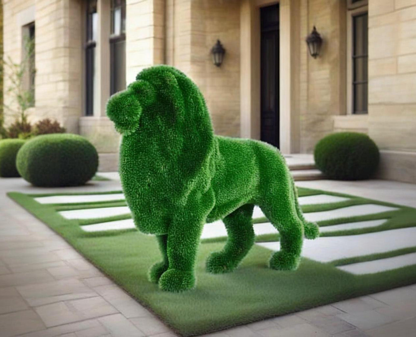 Topiary standing lion artificial grass animals standing lion Scupture