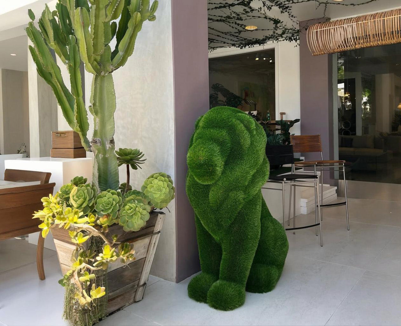 Topiary sitting lion artificial grass animals lion Scupture