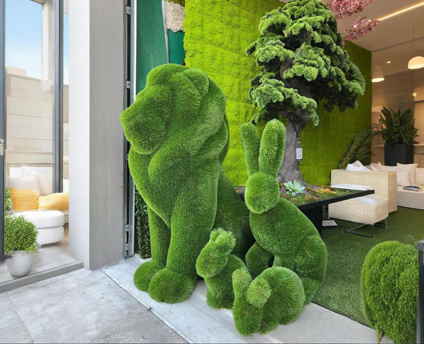 Topiary sitting lion artificial grass animals lion Scupture