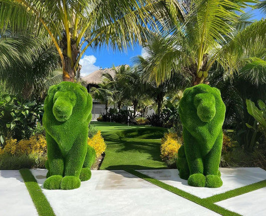 Topiary sitting lion artificial grass animals lion Scupture